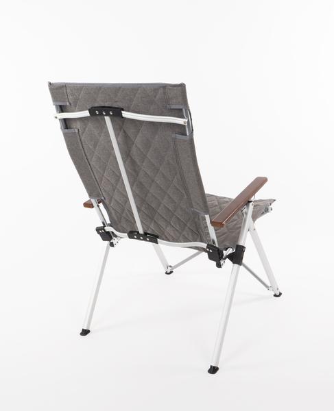 Faltstuhl JOPLIN Deluxe, gepolstert, grau meliert, Holzarmlehne